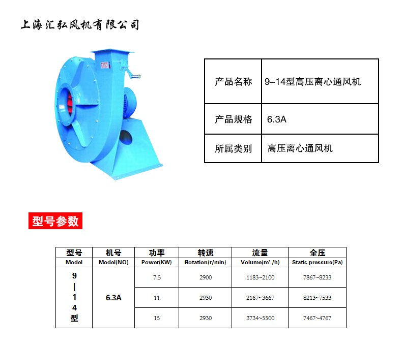 9-14型高壓離心風機